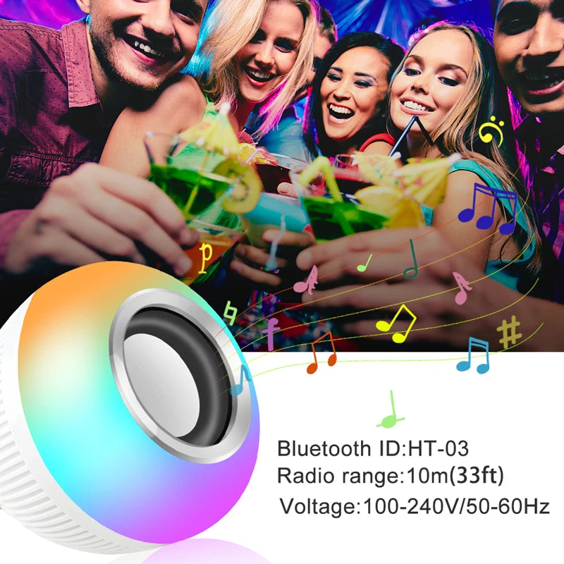 LÂMPADA RGB Bluetooth COM CAIXA DE SOM EMBUTIDA, CONTROLE DE LED, E CONECTÁVEL COM CELULAR