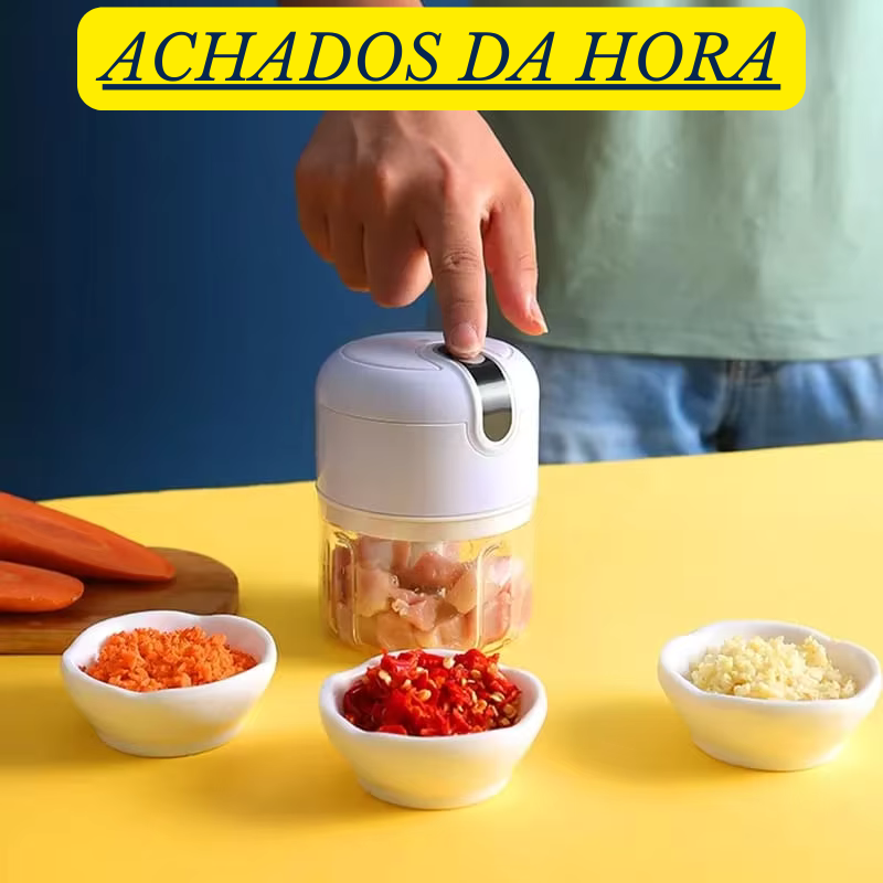 Mini Processador Elétrico Moedor de Carne, Vegetais, Alho ,Fruta Amendoim, Recarregável USB 250ml