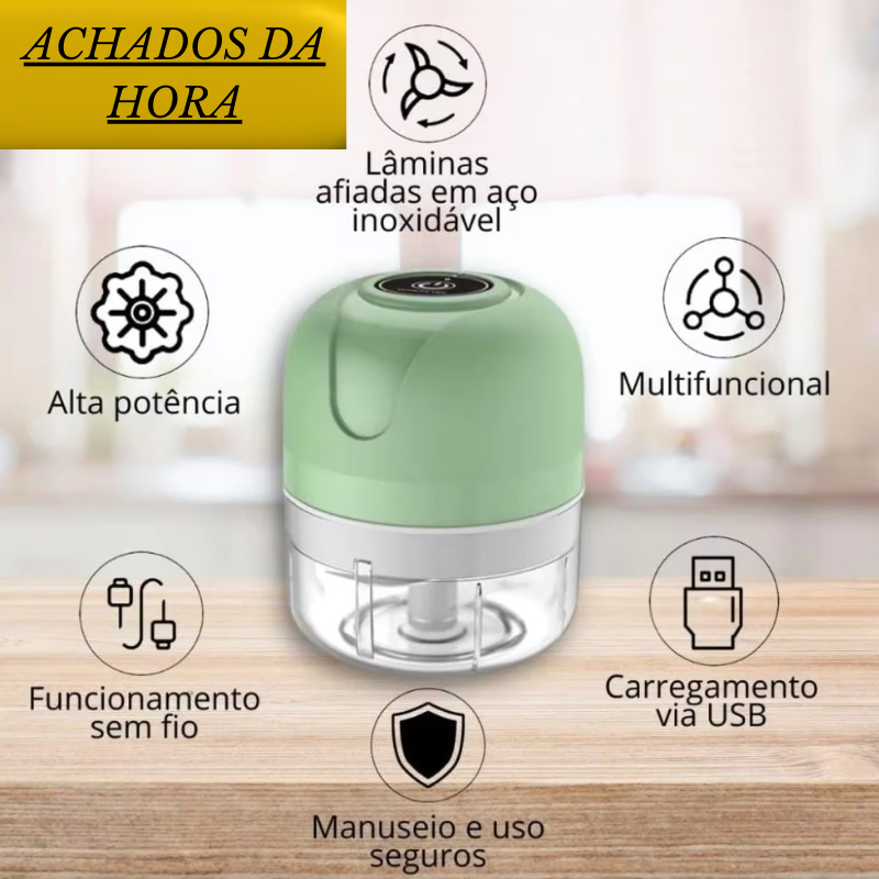 Mini Processador Elétrico Moedor de Carne, Vegetais, Alho ,Fruta Amendoim, Recarregável USB 250ml