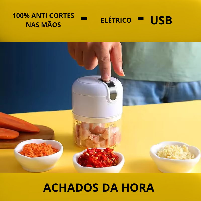 Mini Processador Elétrico Moedor de Carne, Vegetais, Alho ,Fruta Amendoim, Recarregável USB 250ml